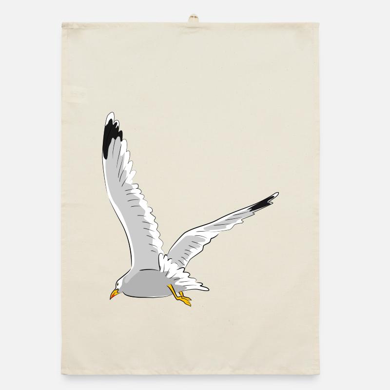 Seagull in flight Organic dish towel