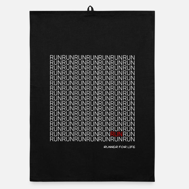 Courir Courir Motif de course avec accent rouge Torchon bio