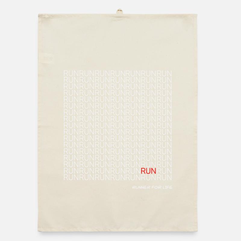 Run Run Run pattern with red accent Organic dish towel