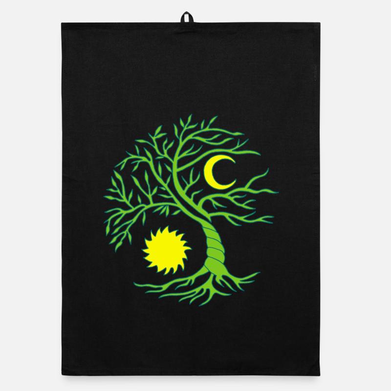 Arbre de vie soleil et lune Torchon bio
