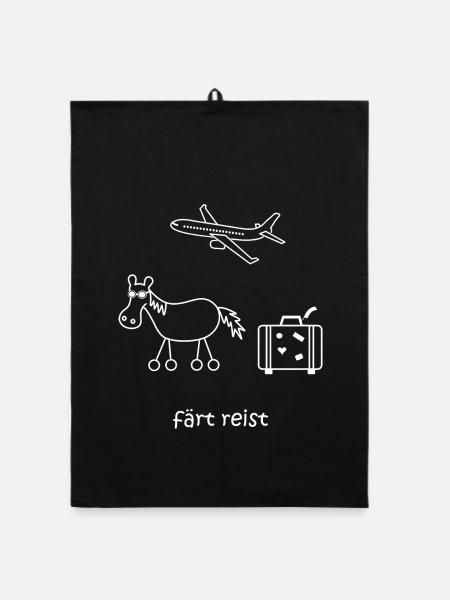 färt reist, Pferd, Reise, Urlaub, Flugzeug, reisen - Organic Geschirrtuch - Schwarz - Vorne