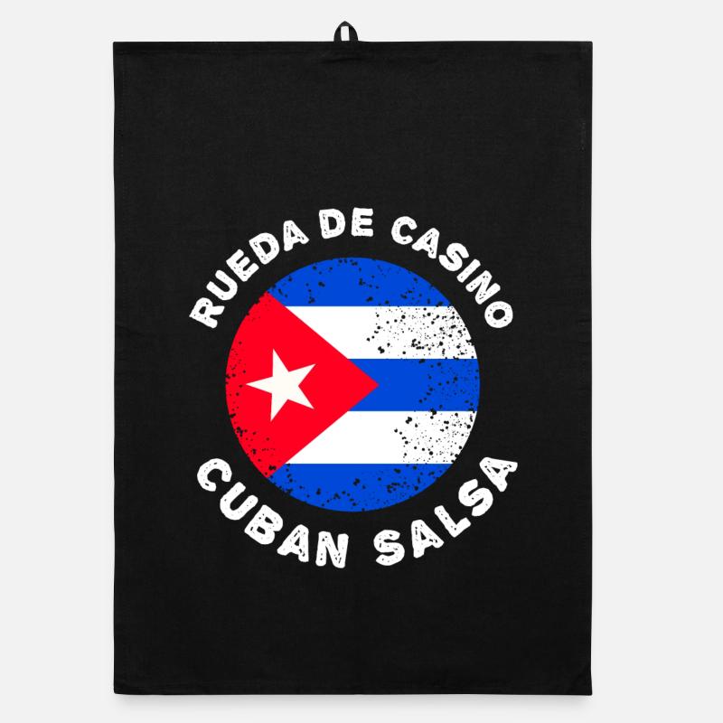 Rueda de Casino - Cuban Salsa - Organic Geschirrtuch - Schwarz