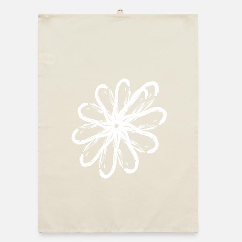 Pattern border effect flower white Organic dish towel