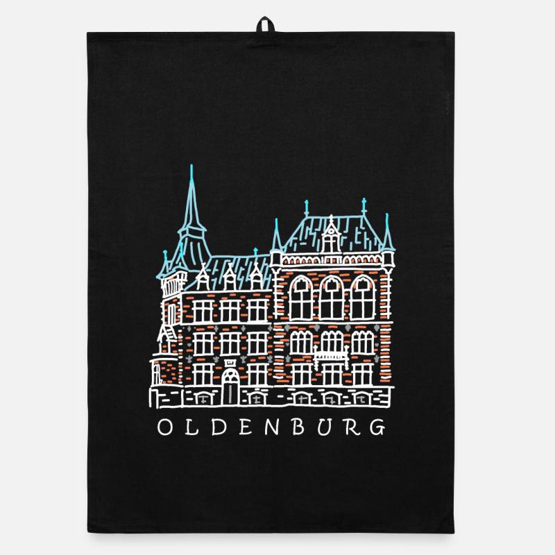 Oldenburg, Old Town, Germany Drawing Organic dish towel