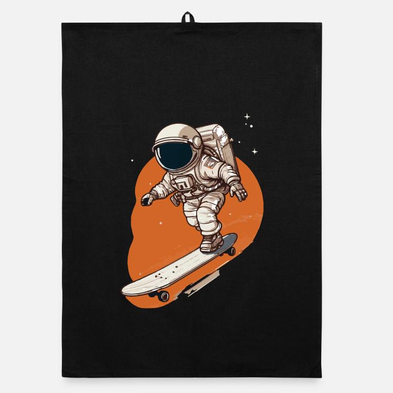 Astronaut Skateboarder in Orbit Organic dish towel