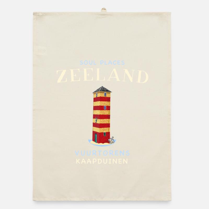 Zeeland Netherlands, Kaapduin Lighthouse Drawing Organic dish towel