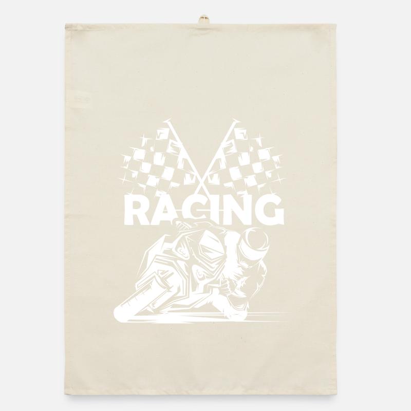 Symbole de course de moto Drapeau à damier Logo de piste de course Torchon bio