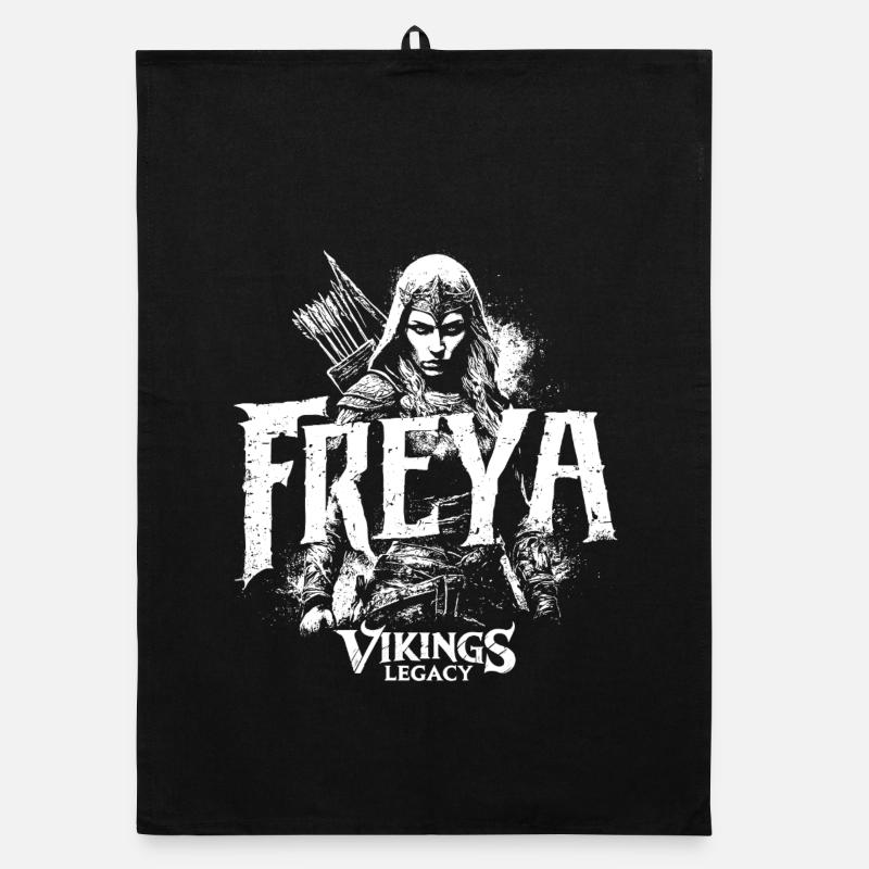 Freya - la déesse viking - Torchon bio - noir