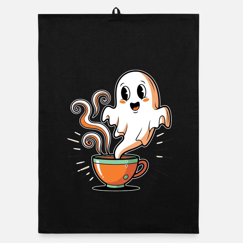 Coffee spirit with a charming face Organic dish towel