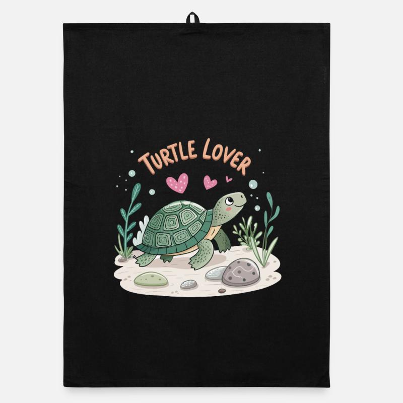 Turtle in Love Illustration Organic dish towel