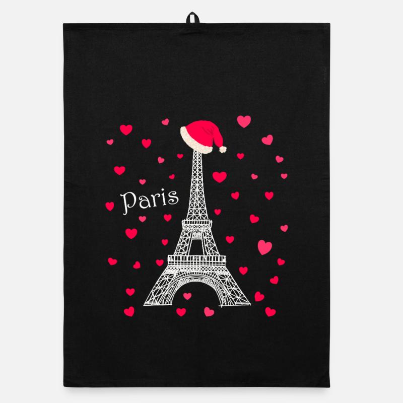Paris Amour Étincelle Tour Eiffel Noël Torchon bio