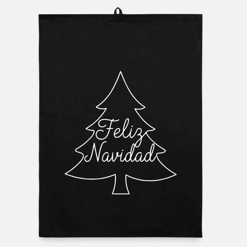 Conception du sapin de Noël Feliz Navidad Torchon bio