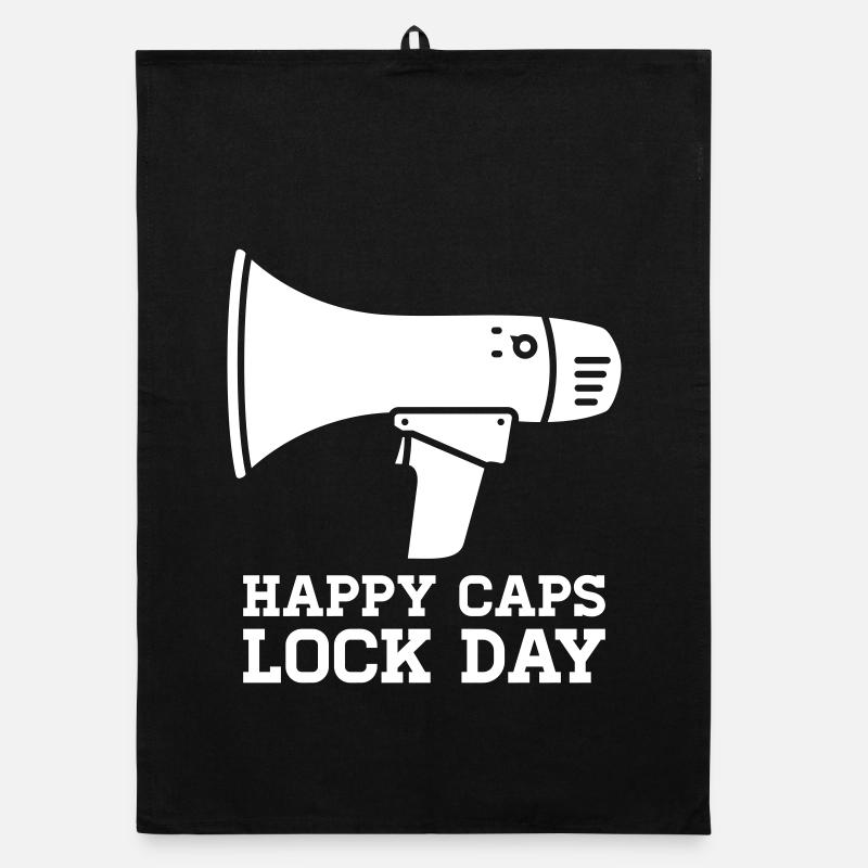 Megaphone Happy Caps Lock Day Nerd Organic dish towel