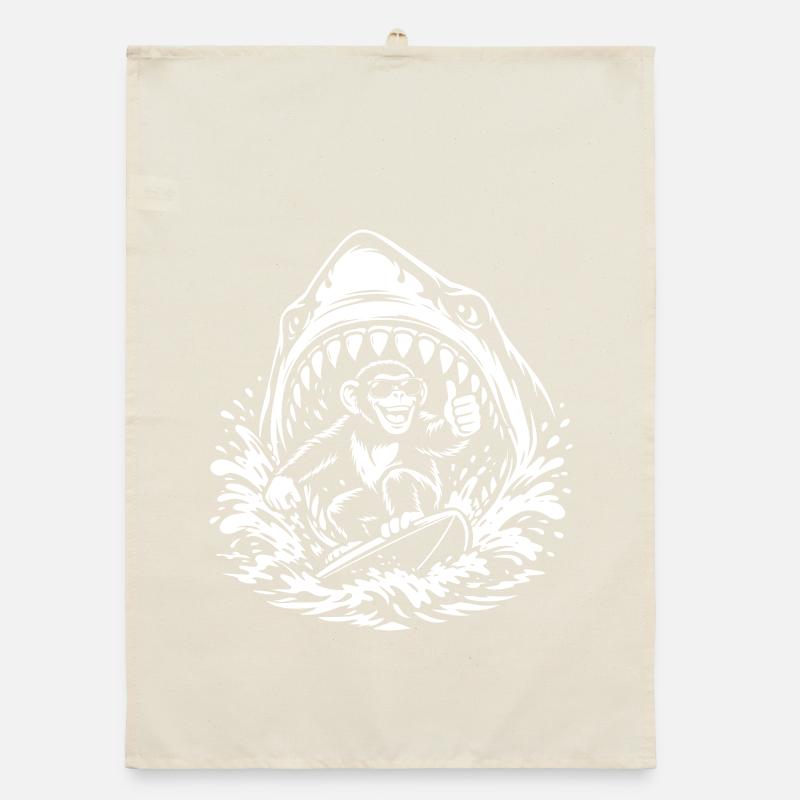 Surfaffe in Shark Wave Organic Geschirrtuch