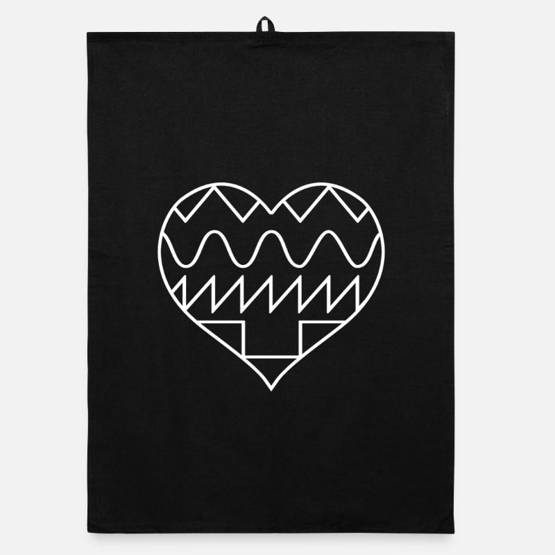 Geometrisches Herz mit Linien / SYNTH HEART Organic Geschirrtuch