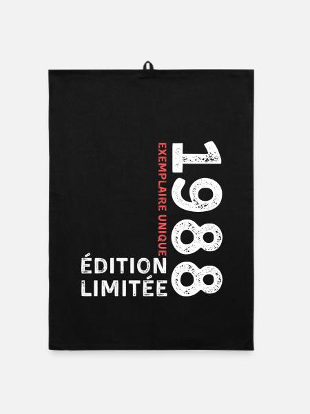 1988 vintage typographic style - Organic dish towel - black - Front