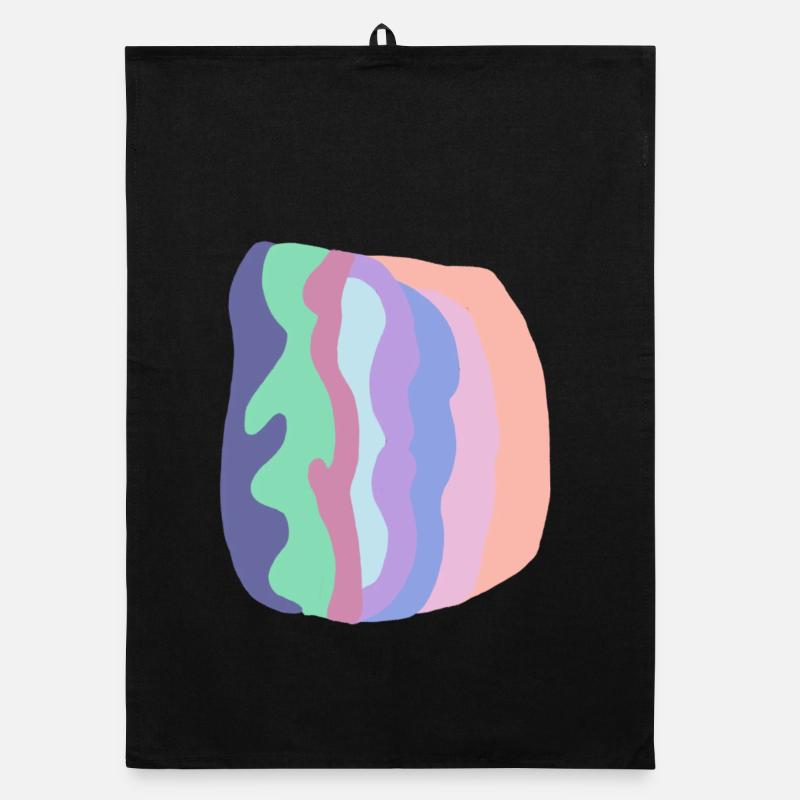 Pastellwellenschichten - Organic Geschirrtuch - Schwarz