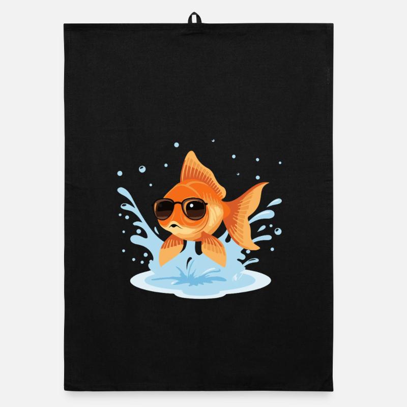 Golden Fish Summer Glasses Organic dish towel