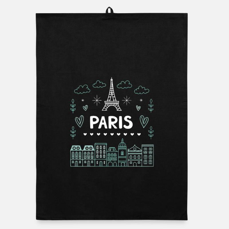 Pariser Eiffelturm-Herzen-Doodle Organic Geschirrtuch