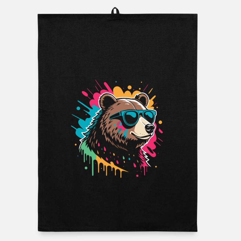 Pop-Art-Bär, buntes Glitzern Organic Geschirrtuch