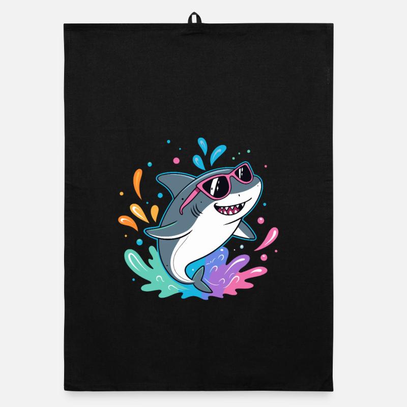 Shark Fun Bunter Surfer Organic Geschirrtuch