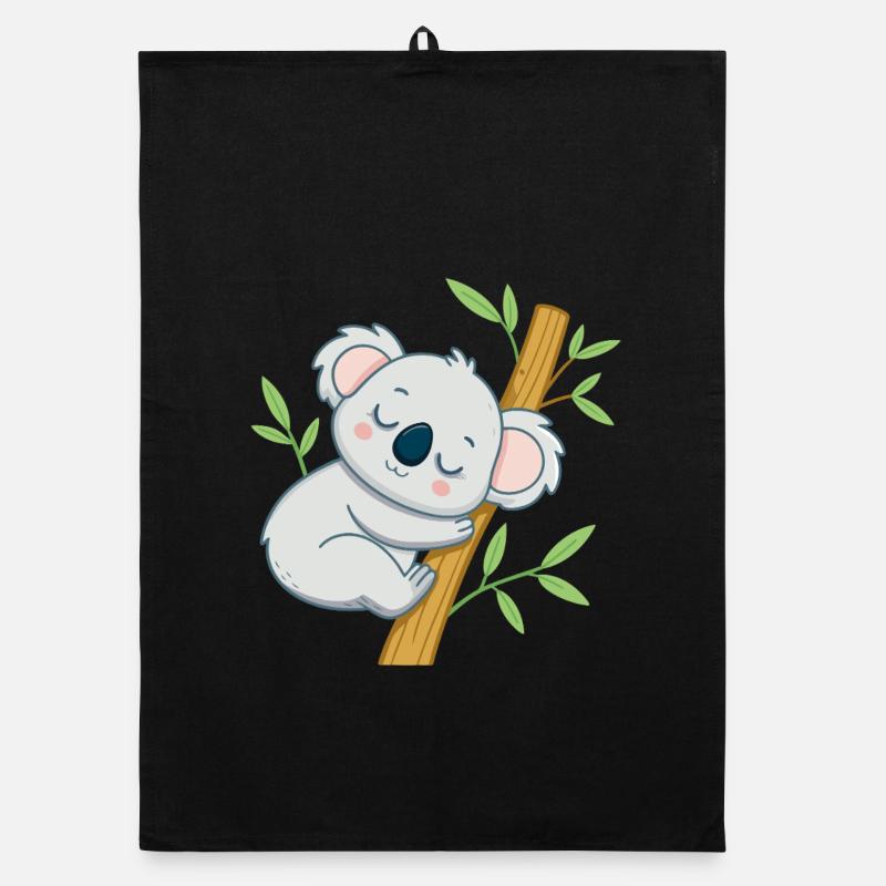 Sleeper koala on a branch Organic dish towel