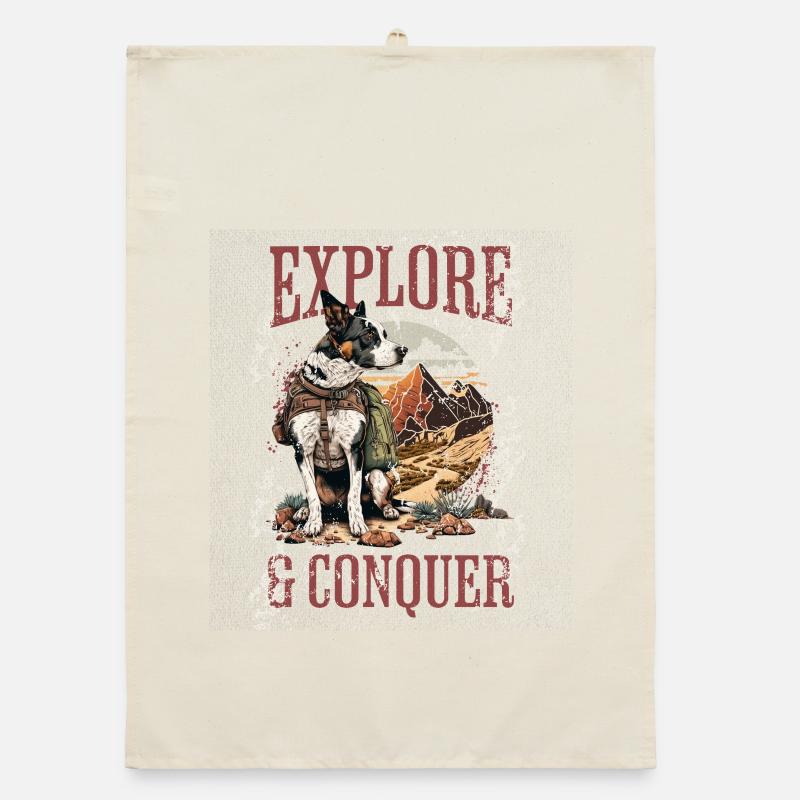 Explore & Conquer: Dog in Desert Adventure Organic dish towel