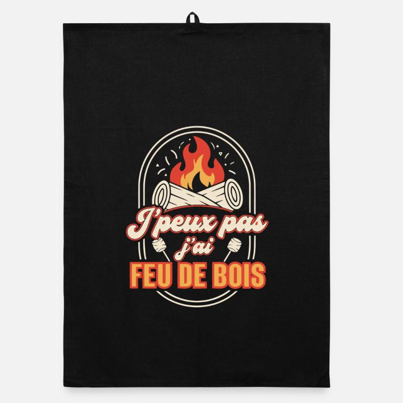 Feu de Bois en Rires et Marshmallows Torchon bio