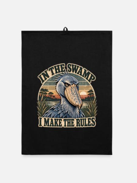 Shoebill – Ich mache die Regeln - Organic Geschirrtuch - Schwarz - Vorne