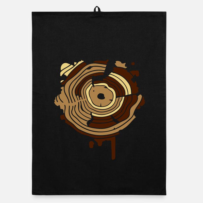 Les cernes d'un arbre comme un graffiti Torchon bio