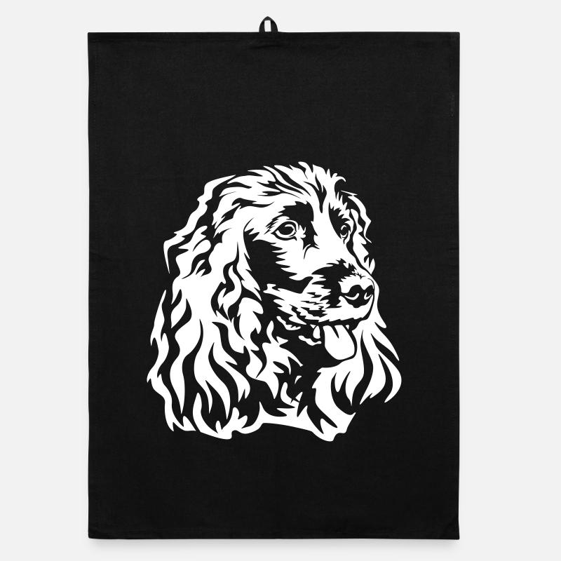 Cocker Spaniel Kopf "Black Edition" - Organic Geschirrtuch - Schwarz