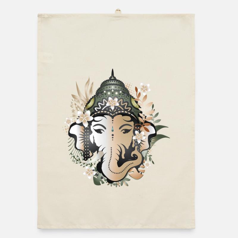 Le dieu éléphant Ganesha décoré de fleurs Torchon bio