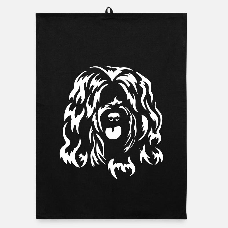 Tibetan Terrier Head "Black Edition" Organic dish towel
