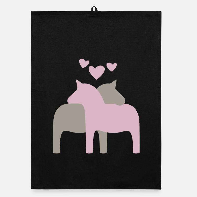 Dala coeur de cheval scandinave noël amour Torchon bio