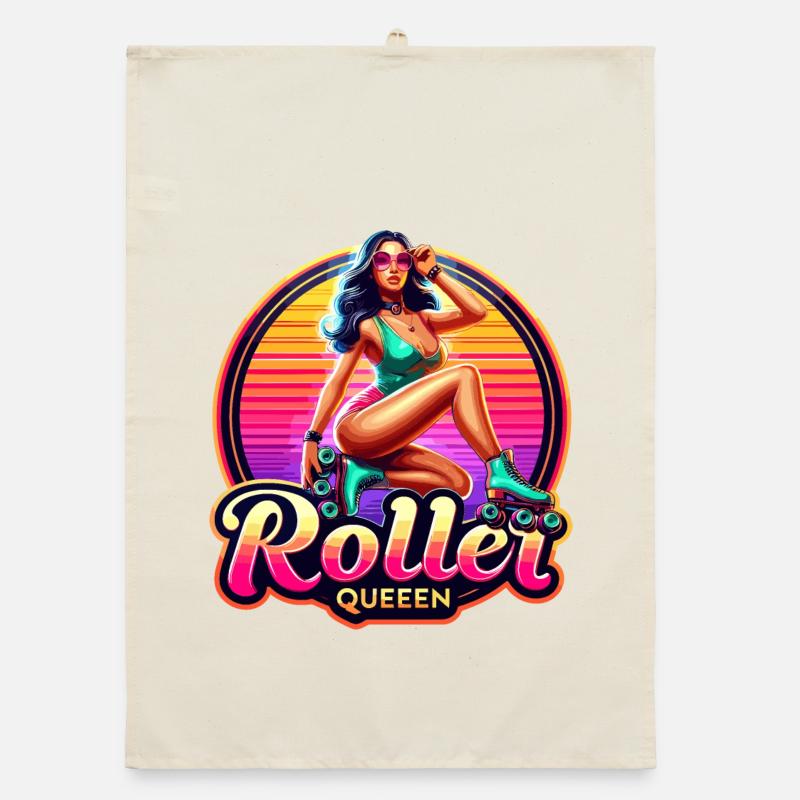 Vibrant Roller Queen Illustration Organic dish towel