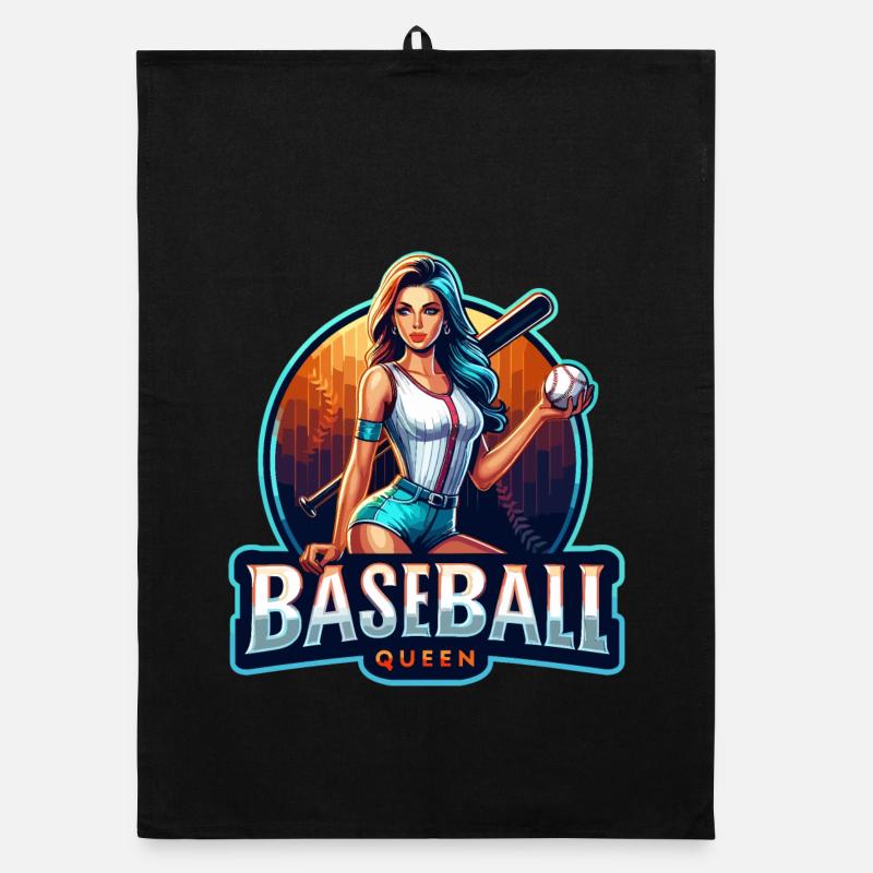 Baseball Queen Retro Illustration Organic dish towel