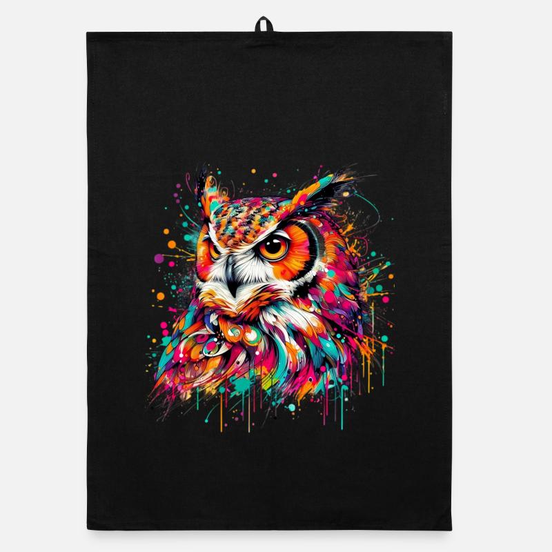 Hibou - Torchon bio - noir