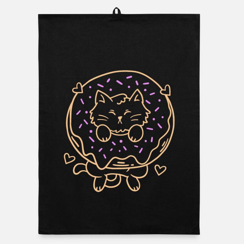 Donut und Katze Organic Geschirrtuch