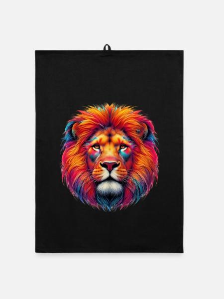 Lion - Torchon bio - noir - Devant