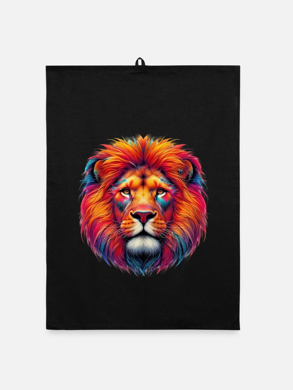 Lion - Organic dish towel - black - Front