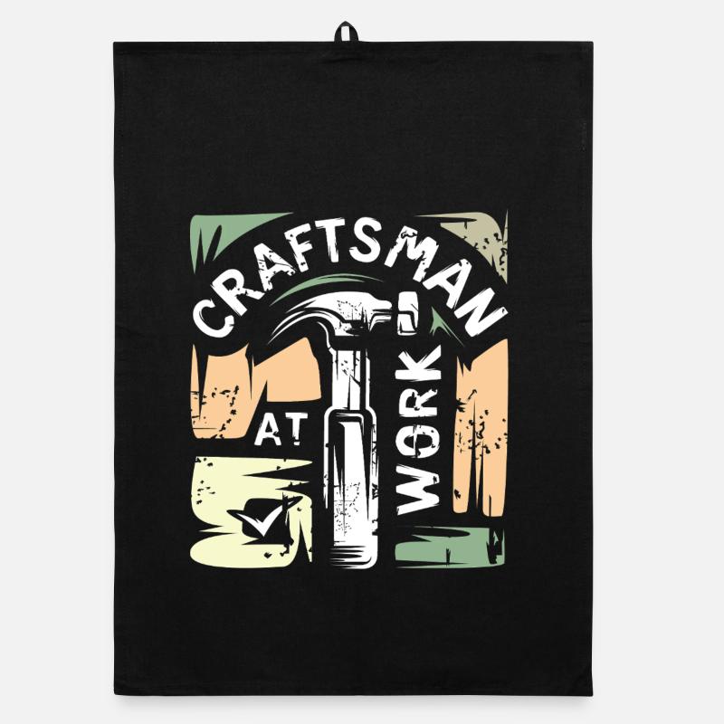 Craftsman vintage Logo - Handwerker und Heimwerker - Organic Geschirrtuch - Schwarz