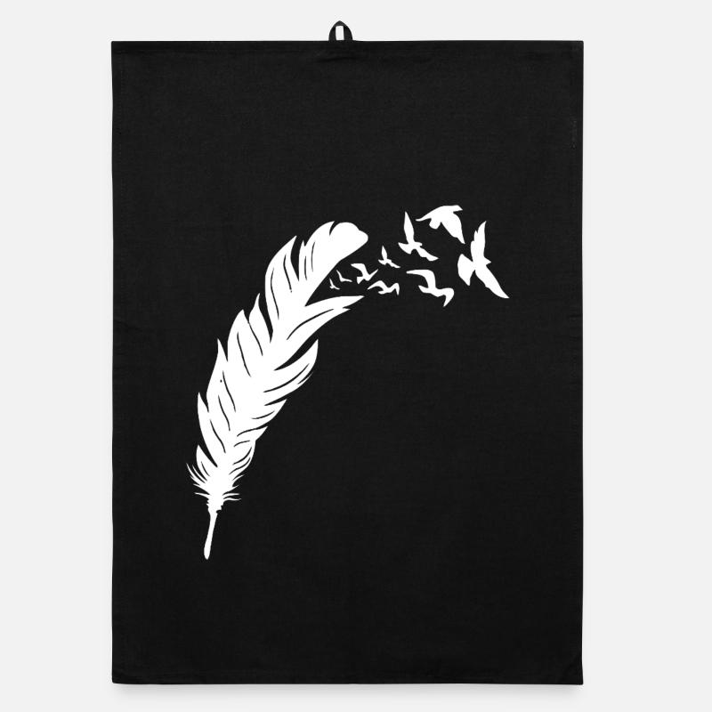 Feathered Freedom Bird Flight Design - Organic dish towel - black