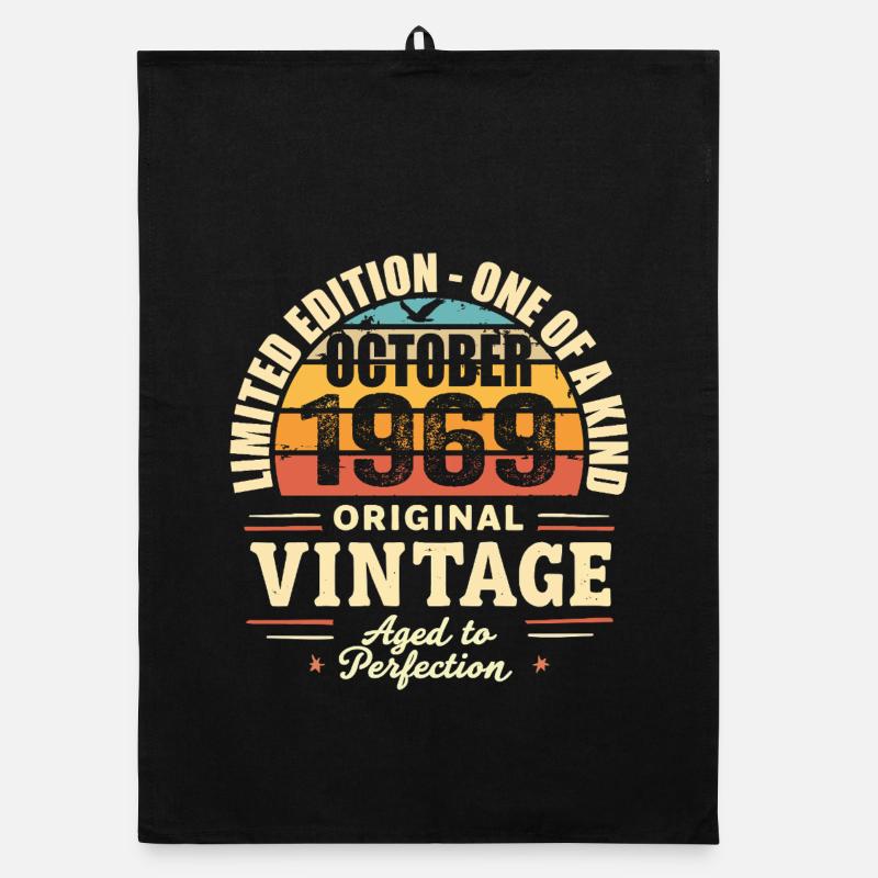 Retro October 1969 - birthday october 1969 Organic dish towel
