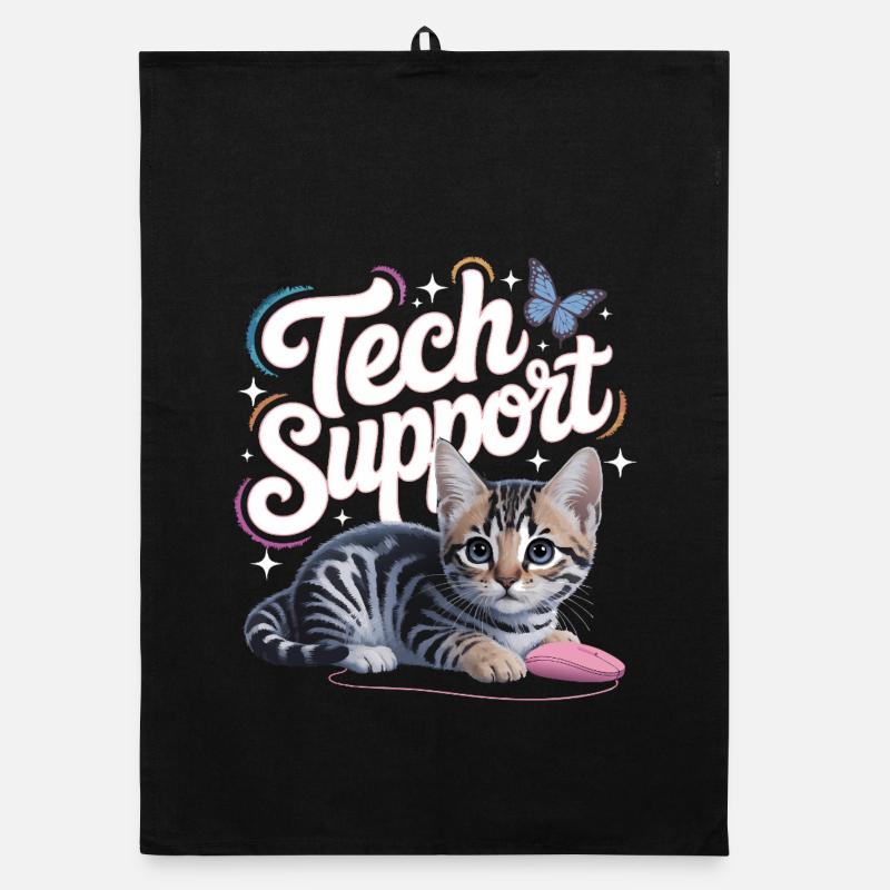 Funny Tech Support Cute Cat Ironic IT Organic Geschirrtuch