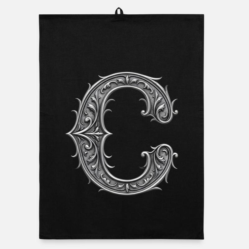 der Buchstabe C Silber Metallic Ornament Organic Geschirrtuch