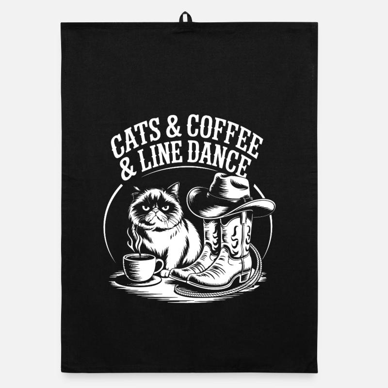 Danse de la ligne de café des chats Torchon bio