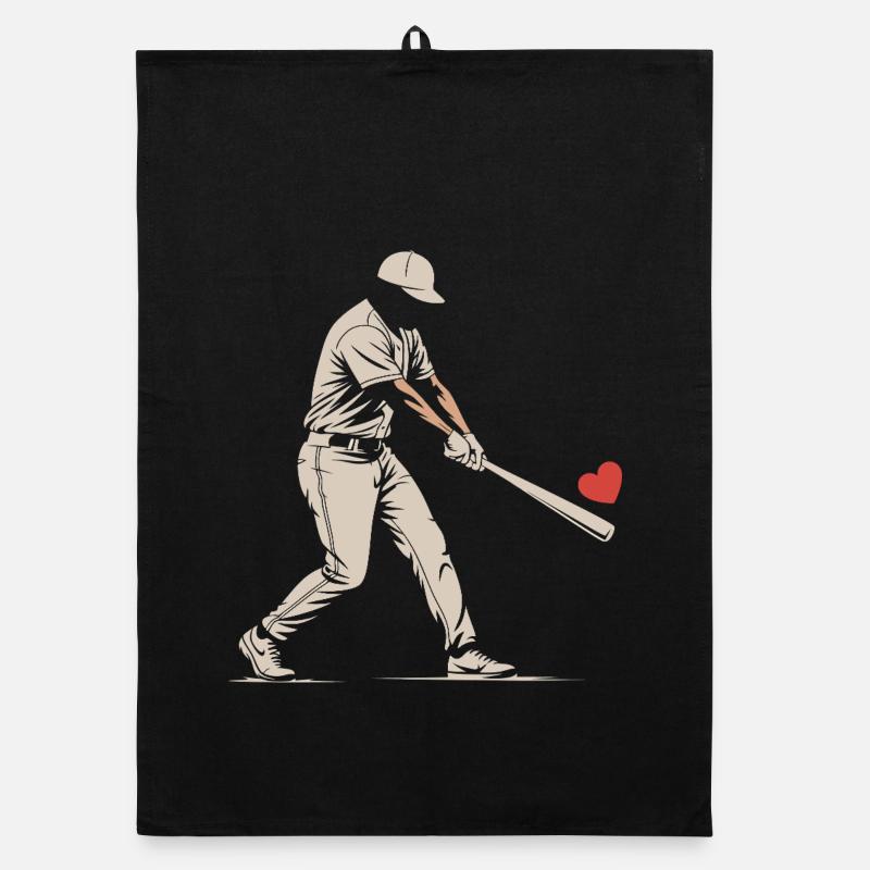 Silhouette Batter Baseball Valentines Organic dish towel