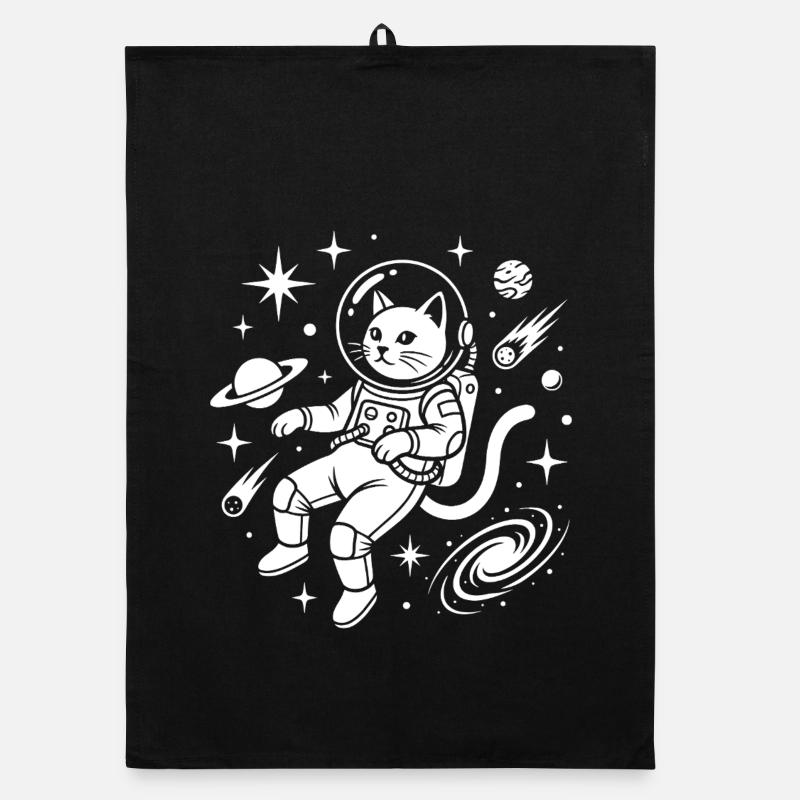 Chat de l’espace en costume d’astronaute Torchon bio