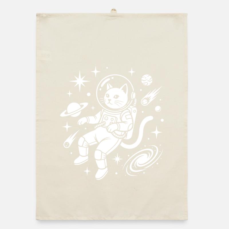 Chat de l’espace en costume d’astronaute Torchon bio