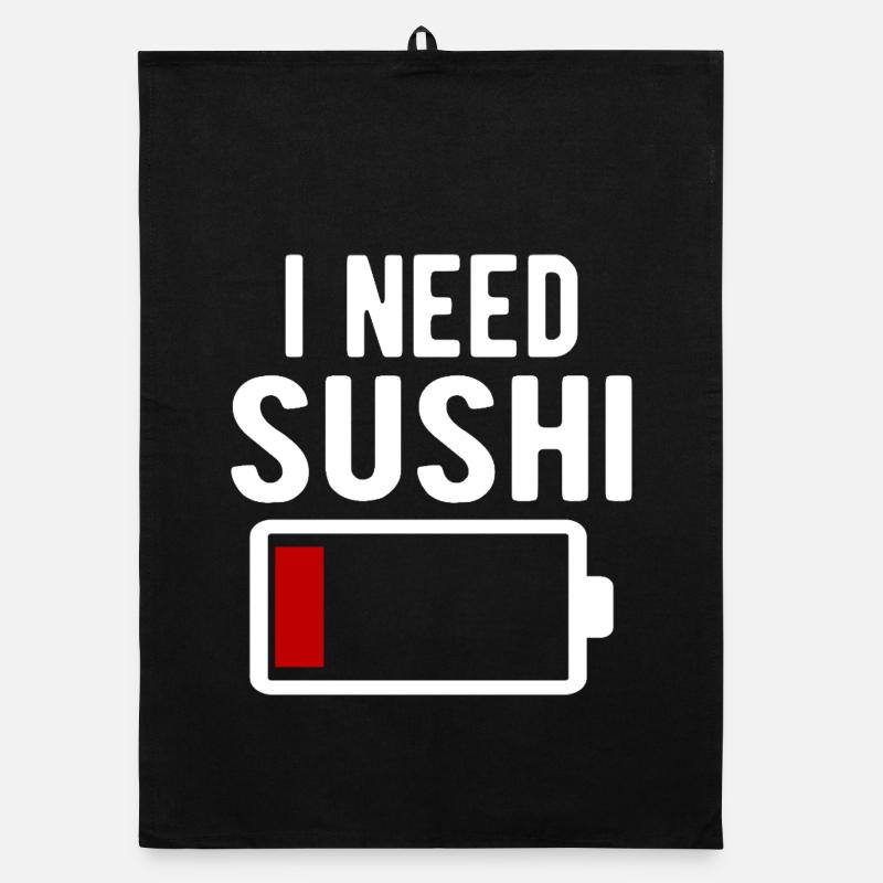 I Need Sushi Witty Battery Drain Organic dish towel